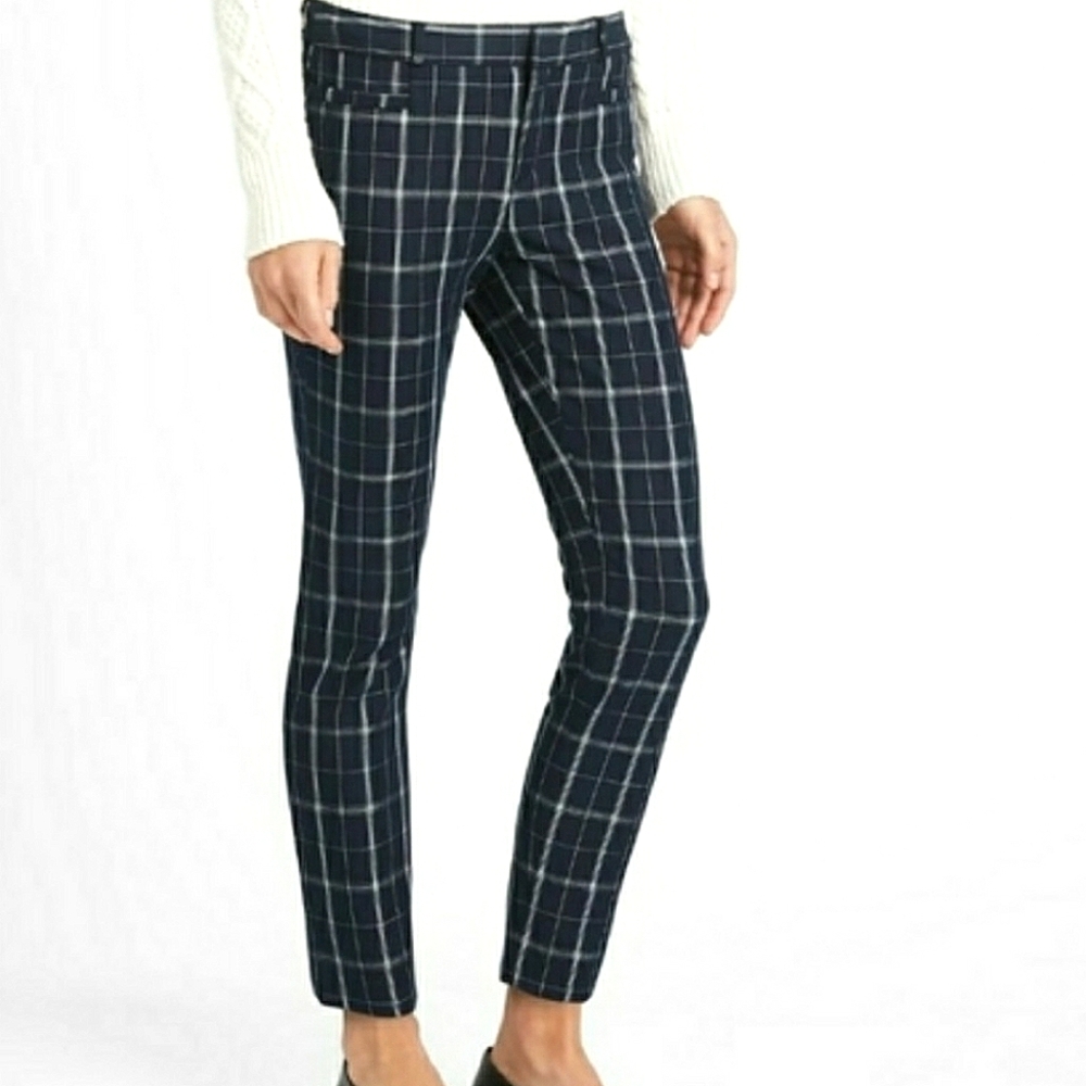 Banana Republic Washable Bi-Stretch Modern Sloan Checkered Pants, Size 4